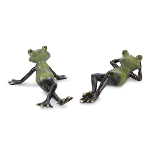 Lounging Garden Frog Figurine Set